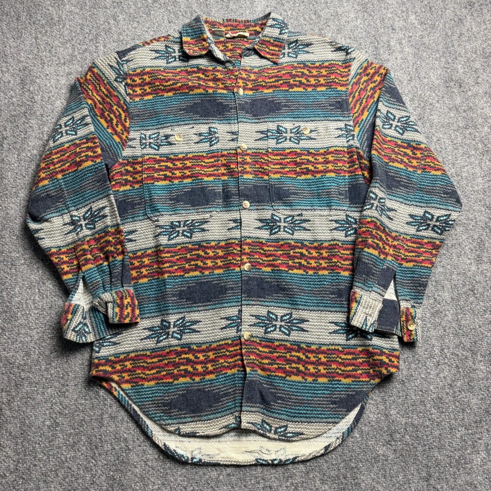 Vintage International Male Mens Small Aztec Southwestern Cotton Flannel Shirt